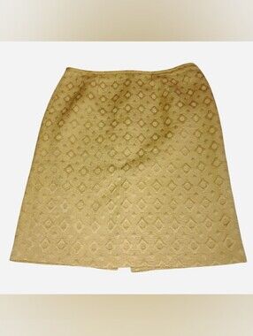 Isabella Suits Gold Jacquard Pencil Skirt Size 12 Geometric Brocade Kneelength